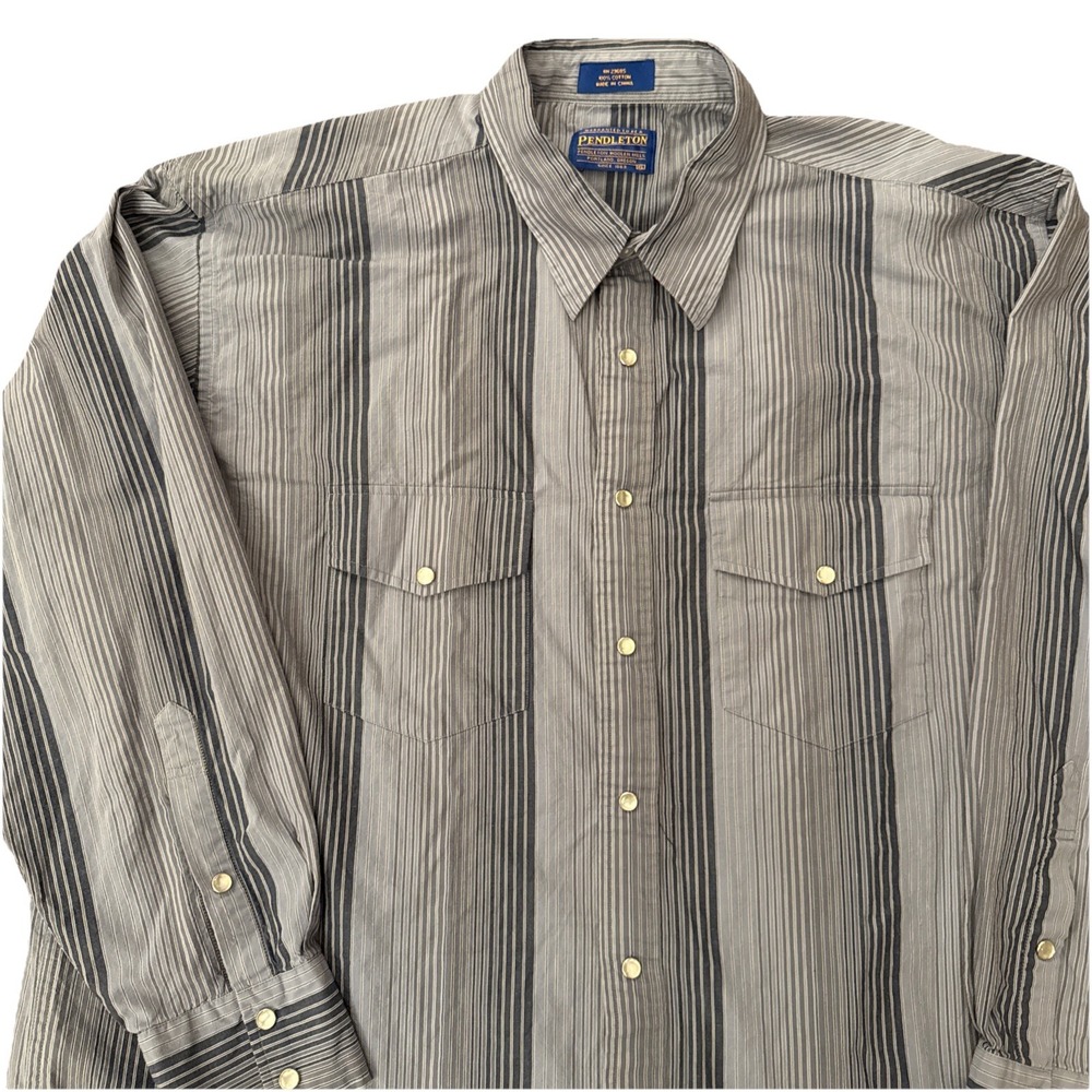 Pendleton High Grade Western Wear Long Sleeved Pearl Snap Striped Shirt Sz XL